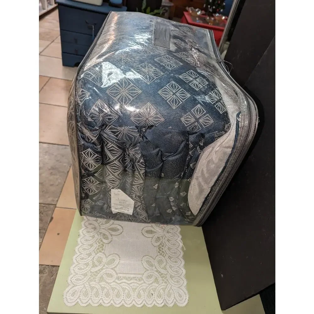 King Size Biloxi 7 Piece Comforter Set Blue Contemporary Madison Park MP10-3734